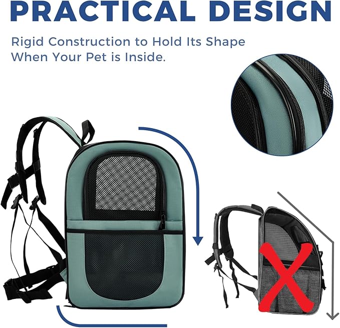Apollo Walker Dog & Cat Carrier Backpack for 4-15lb Pets - Ventilated Safe Design with Padded Back Support, Breathable Mesh Pet Backpack for Hiking, Travel, Outdoor (Blue)-PawvioPets