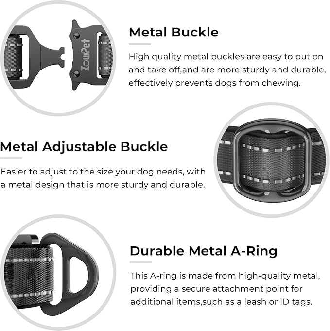 2025 Upgrade Airtag Dog Collar, Reflective Dog Collar with Airtag Holder, IP68 Waterproof| Metal Buckle| Ultra-Durable| Comfortable Padded, GPS Dog Collars for Medium Large Dogs (Black,XL)-PawvioPets