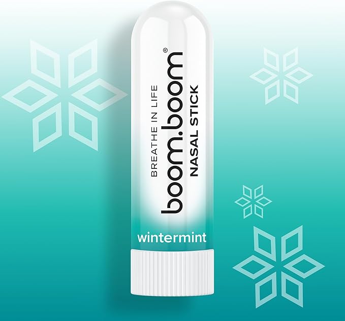 BoomBoom Nasal Stick | Vapor Flow Technology | Cool Refreshing Sensation | Natural Mood Boost | Simple Ingredients | Essential Oils + Menthol Inhaler (Wintermint)-PawvioPets