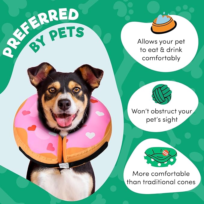 BENCMATE Inflatable Dog Cone Collar Alternative, Soft Dog Cone for Small Medium Large Dogs and Cats, Neck Recovery ECollar Donut Collar After Surgery (Medium, HeartShape)-PawvioPets