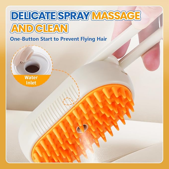 4 in 1 Cat Steam Brush for Shedding, Rechargeable Steam Pet Brush for Dog and Cat, Anti-Static, Massage, Cleaning, Shedding & Combing All In One!(Brown)-PawvioPets