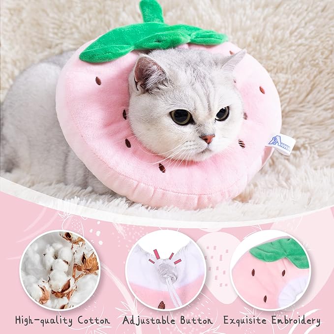 ANWA Adjustable Cat Cone Collar Soft, Cute Cat Donut Collar After Surgery, Kitten Recovery Cones to Stop Licking-PawvioPets