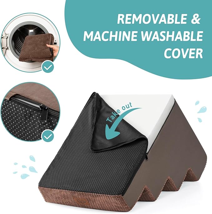 Dog Stairs for Small Dogs, 4 Tier Wider Pet Stairs for Couch and Beds, 17.7" H Non-Slip Dog Steps for Old Cats, Puppy, Small Medium Dogs, 17.7x23.6x17.7 inch, Brown-PawvioPets