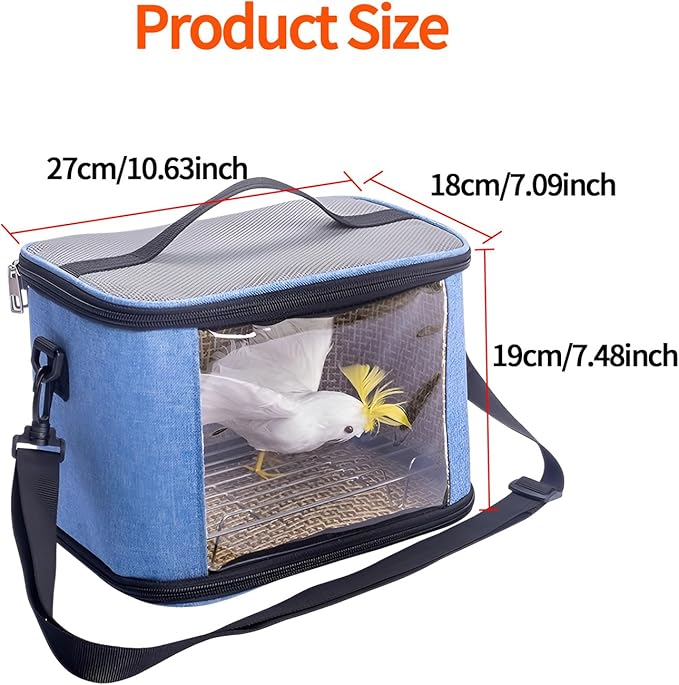 Bird Travel Carrierm, Small Bird Travel Backpack Carrier Cage with Tray and Breathable Clear Window, for Parakeet Cockatiel Budgies, for Camping Hiking (Beige)-PawvioPets