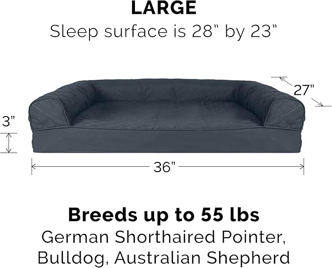 Furhaven Orthopedic Dog Bed for Large/Medium Dogs w/ Removable Bolsters & Washable Cover, For Dogs Up to 55 lbs - Quilted Sofa - Iron Gray, Large-PawvioPets