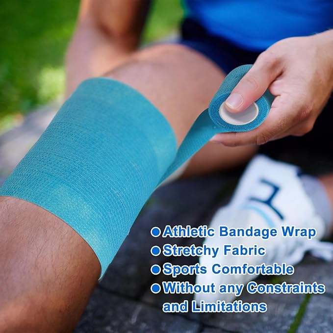 24 Pack Self Adhesive Bandage Wrap, 4” x 5 Yards Elastic Cohesive Bandage Wrap Self Adherent Medical Tape for Sports, Ankle, Wrist Sprains, Pet First Aid, Vet Wrap-PawvioPets