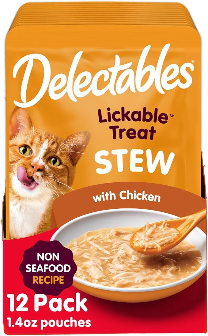 Delectables Non-Seafood Stew Lickable Wet Cat Treats, Chicken, 1.4 oz (Pack of 12)-PawvioPets