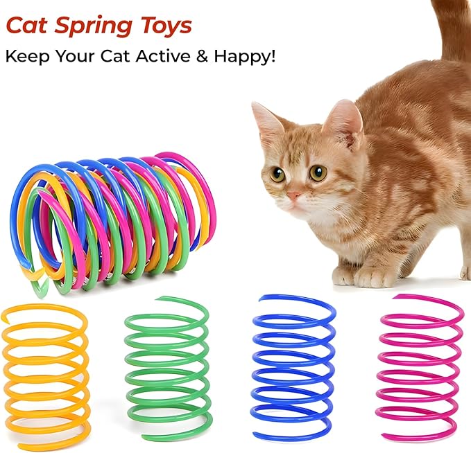 3-Pack Interactive Cat Toys Ball - 2025 New Gen with Smart Obstacle Avoidance & Auto Wake-Up,Includes 4 Speedy Tail 2.0 Ropes,Cat Spiral Spring 12Pcs, Ideal Kitten Toys for Bored Indoor Cats-PawvioPets