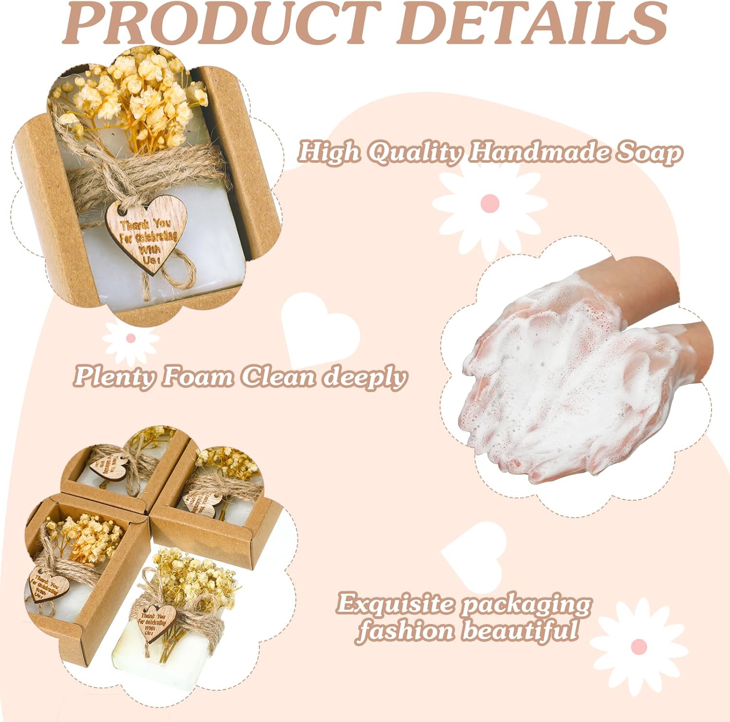 Demissle 30 Pcs Mini Scented Soap Wedding Party Favors Gifts Baby Shower Bridal Shower Handmade Natural Soap Favors for Guests in Bulk for Wedding Souvenirs Engagement Party(White)