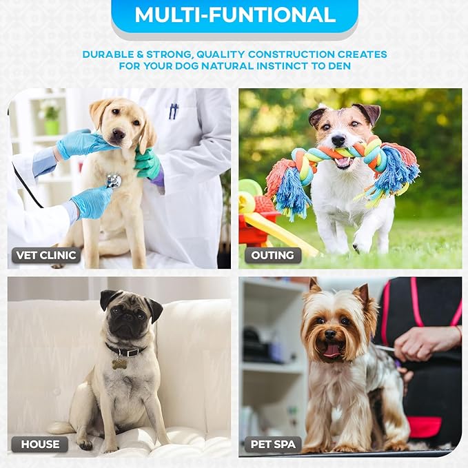 FDW Dog Crate for Medium Dogs 30 Inch Folding Metal WirePet Cage Double Door W/Divider Panel Indoor Outdoor Kennel Leak-Proof Plastic Tray,Blue-PawvioPets