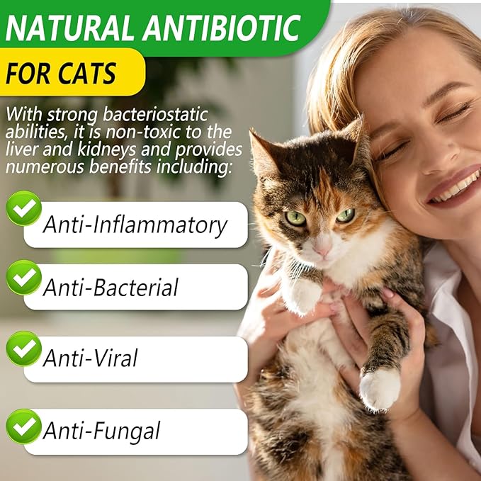 2PACK Antibiotics for Cats, Cats Antibiotics for Injections, Natural antibiotic for Cat Immune & Allergy Relief, Cough Relief, Yeast Injection, UTI Treatments, Cat Antibiotic Supplement Drops, 2*60ML-PawvioPets