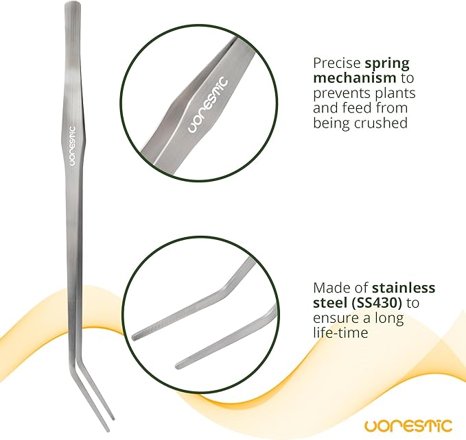 2 Pcs 15 Inch Tweezers, Heavy Duty Reptile Feeding Tongs, Aquarium Tongs, Reptile Tweezers Feeding, Reptile Tongs, Straight and Curved Long Tweezers for Aquarium and Terrarium-PawvioPets