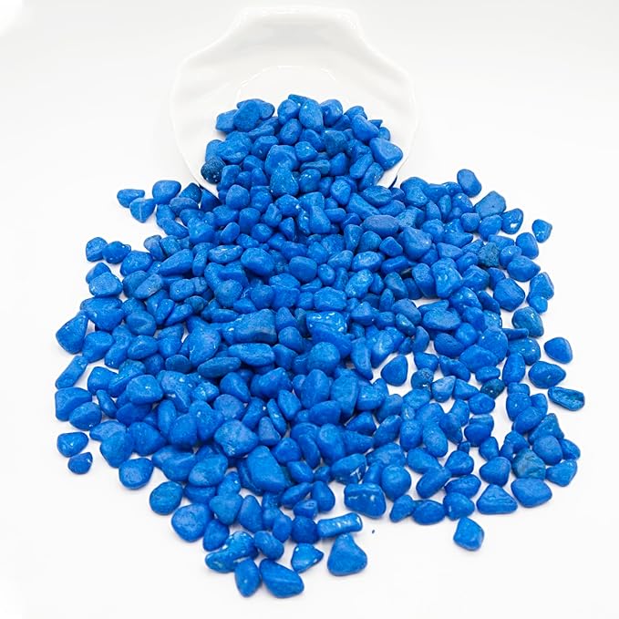 Blue Pebbles for Crafts, 0.9 Pound Natural Polished Aquarium Gravel, Decorative Pebbles for Indoor Plants, Turtle Tank, Vase, Succulents Cactus, Garden Landscaping-PawvioPets