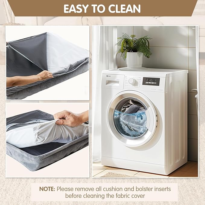 Dog Beds for Large Sized Dogs,Washable Orthopedic Memory Foam Dog Couch Sofa Bed with Bolster,Removable Cover,42x30Inch,Brown-PawvioPets