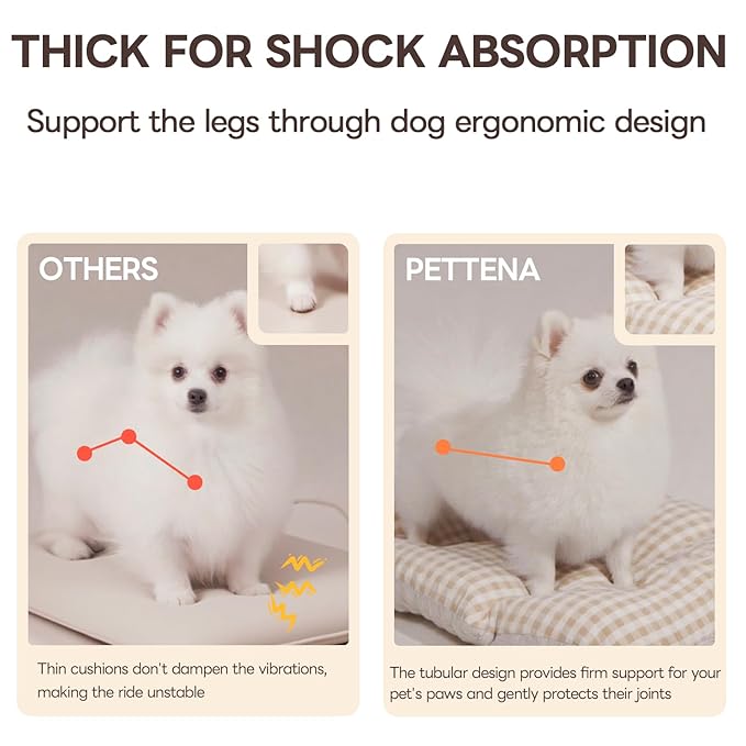 Cooling Cushion for Pets, Removable & Washable Dog Stroller Cushion, Both Side Used Pet Stroller Cushion for Dogs & Cats, Khaki-PawvioPets