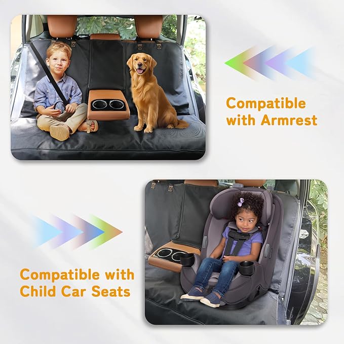 Full-Coverage Dog Seat Cover for Back Seat, 600D Ripstop Dog Hammock for Car,100% Waterproof CarSeat Protector, Suv Cargo Liner for Dogs, Armrest&Child Car Seat Accessible,Install Once,Stay Put-PawvioPets