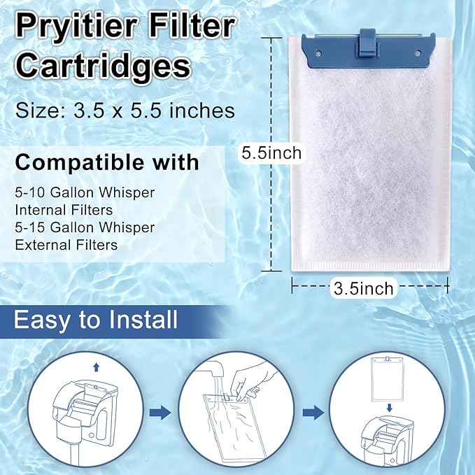 10 Pack Filter Cartridge Compatible with Whisper Bio-Bag Filters 10i/IQ10/PF10, Medium Replacement Filter Cartridges for Aquariums Compatible with ReptoFilte 20 gallons (90 GPH)-PawvioPets