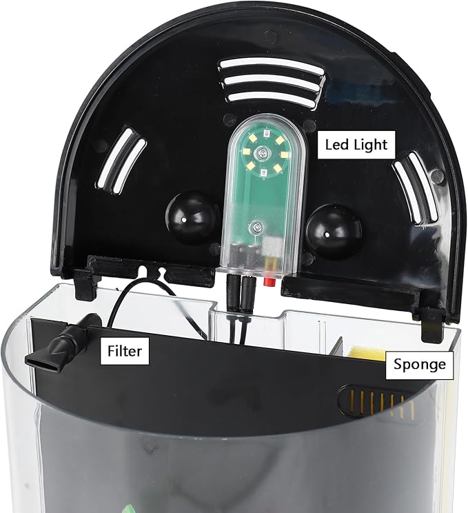 AQUANEAT Fish Tank, 1.2 Gallon Aquarium, Small Betta Fish Tank Starter Kit with LED Light and Water Filter Pump, Round-PawvioPets