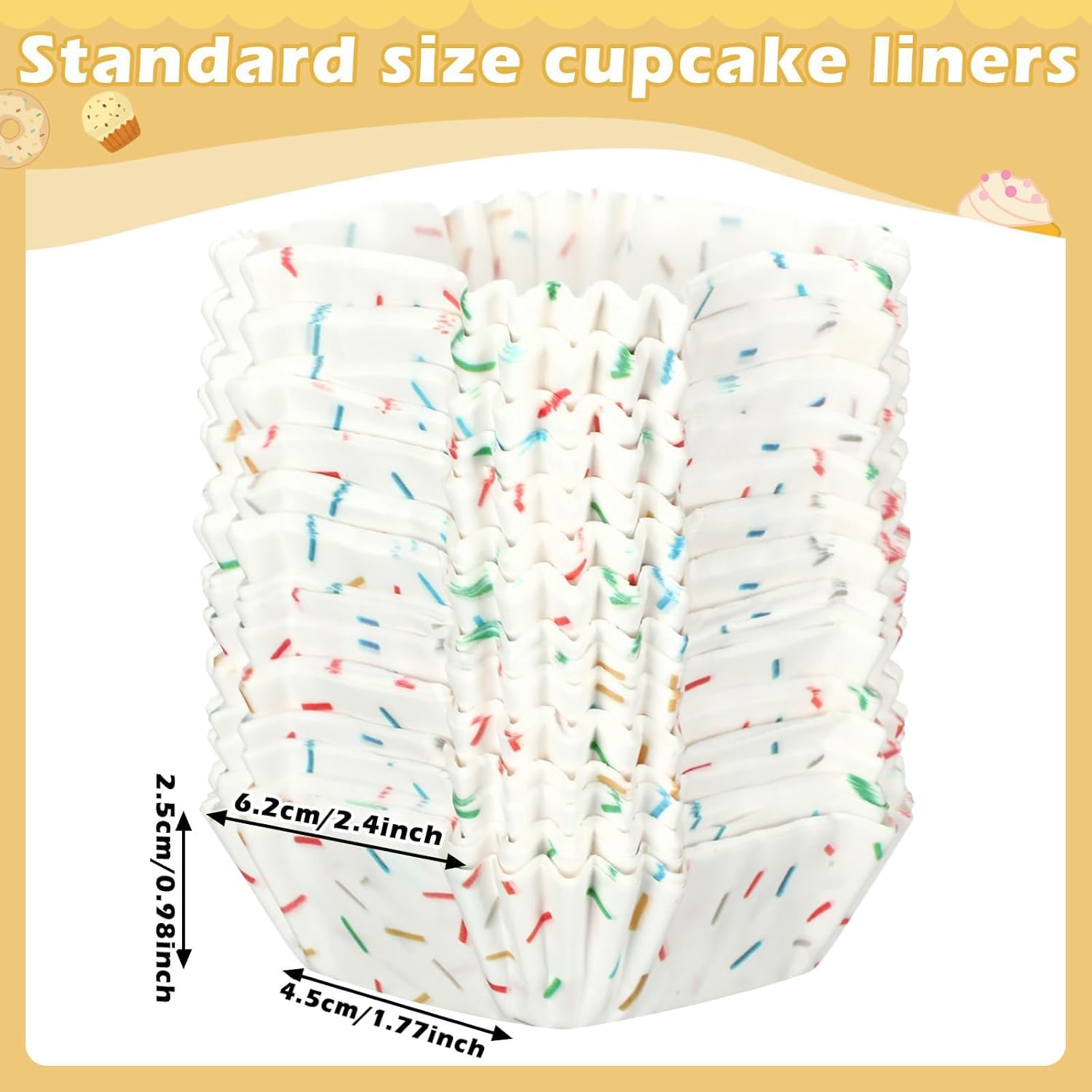 Tanlade 350 Pcs Square Mini Cupcake Liners Disposable Brownie Baking Pan Liners 1.77 Inch Paper Baking Cup for Cup and Cupcakes Party Supplies for Weddings Birthdays Bridal Showers(Confetti)