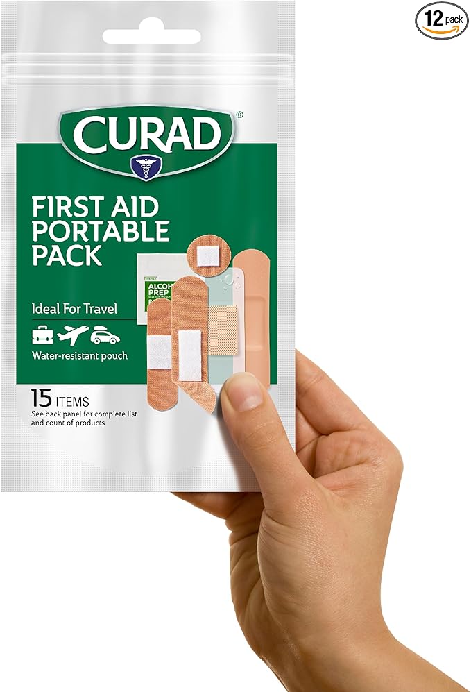CURAD First Aid Portable Pack |15 - Count On-the-Go Essentials |12 Packs-PawvioPets