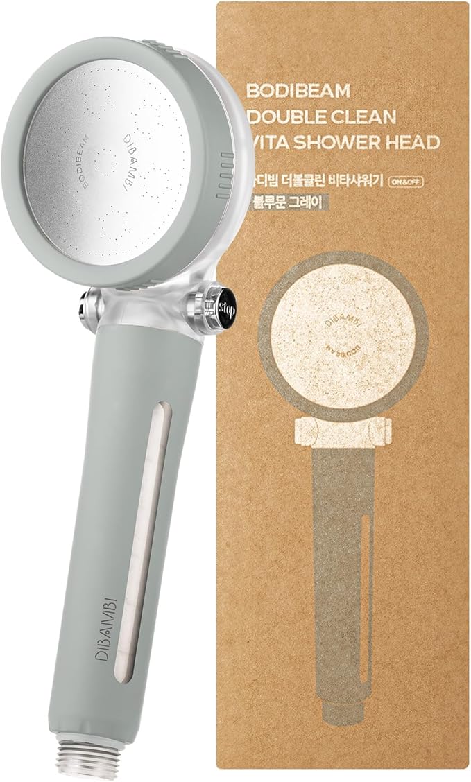 Filtered Handheld Shower Head with Vitamin C & Sediment Filter, High Pressure Water Flow, Water Saving, Reduces Chlorine for Dry Skin & Hair, On/Off Switch, Made in Korea - Bluemoon Gray-PawvioPets