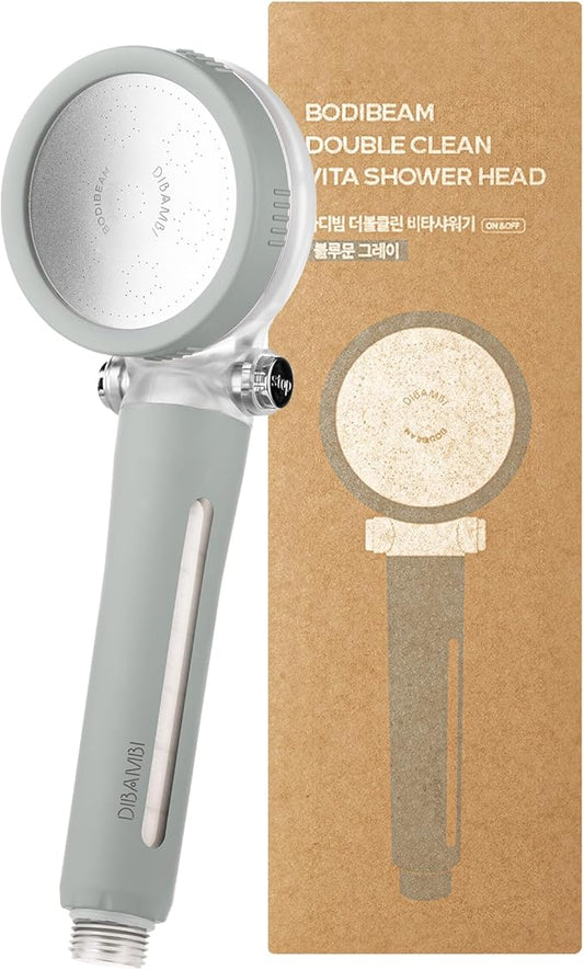 Filtered Handheld Shower Head with Vitamin C & Sediment Filter, High Pressure Water Flow, Water Saving, Reduces Chlorine for Dry Skin & Hair, On/Off Switch, Made in Korea - Bluemoon Gray-PawvioPets