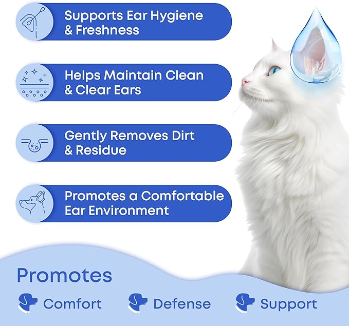 Ear Cleaner Drops & Wash Solution for Cats and Dogs – Gentle Ear Hygiene, Wax Removal & Odor Control for Pets-PawvioPets