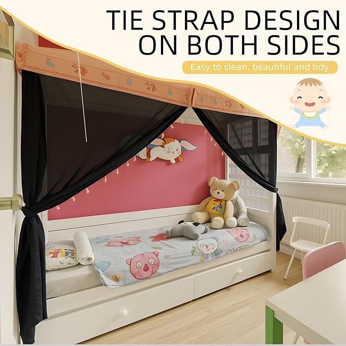 4 Corners Mosquito Net for Mosquiteros para Camas Bed Canopies Netting Bed Drapes Rectangular Mosquito Mesh for Camping Home Outdoor Travel(Black,L79 X W47 X H59 Inch,Opening)-PawvioPets