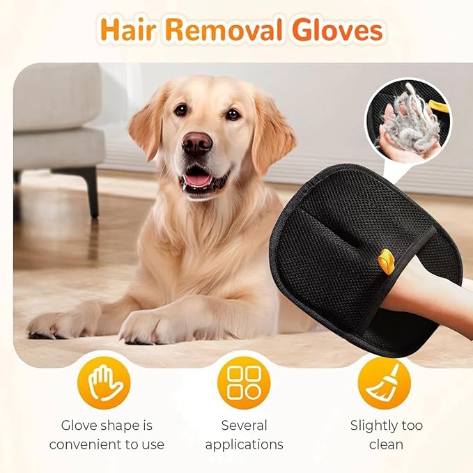 2Pcs Pet Hair Remover Glove, 2025 New Upgrade Electrostatic Gloves Pet Hair Removal ， Reusable Pet Hair Remover Glove，Gloves for Furniture Bed Sheets Couch Clothes Carpet Car Seat-PawvioPets