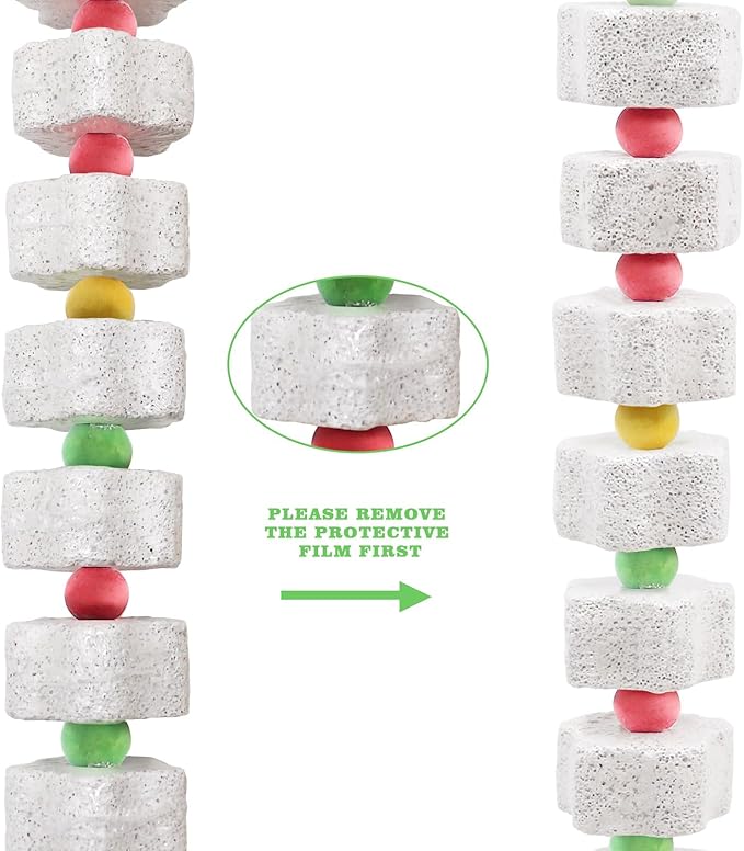 2 Pack Mineral Block Chew Toys with Colorful Beads and a Bell, Bird Beak Grinding Stone, Cage Accessories for African Grey, Budgies, Cockatiels, Small to Medium Birds-PawvioPets