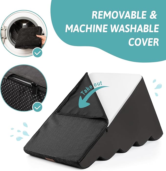 Extra Wide Dog Stairs 19.7" Width, Large Pet Step for Small Medium Dog, Puppy or Cat, Ramp for High Bed or Car, High Density Foam Ladder, Stable, 5 Step, 19.7x33x22.4 inch, Black-PawvioPets