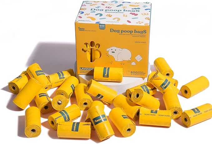 Dog Poop Bags Rolls Biodegradable 100% Leak Proof Thickened Dog Waste Bags - 600 Count 40 Rolls - Cornstarch Based Doggie Poop Bag for Small and Big Dogs(Unscented)-PawvioPets