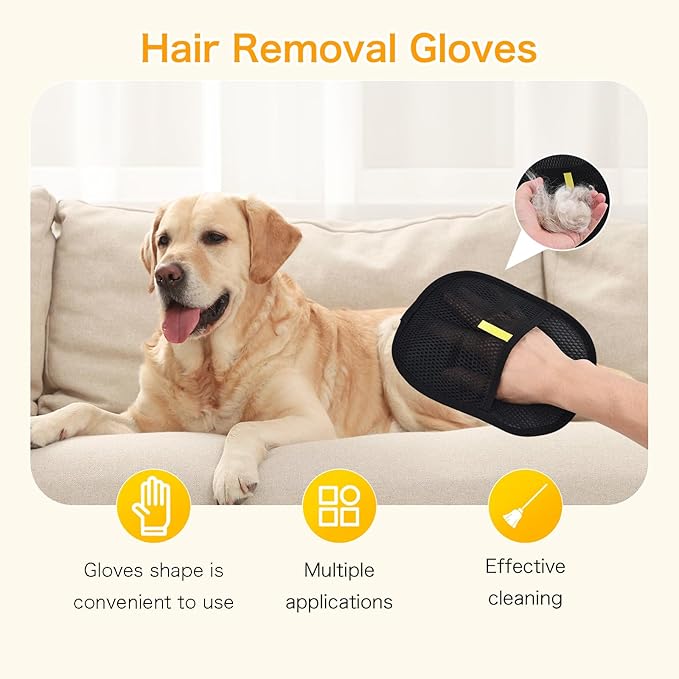 5pc Pet Hair Removal Gloves, Reusable Cats & Dogs Pet Hair Removal Tool,Efficient Pet Hair Removal Electrostatic Gloves is Suitable for Clothes, Sofas, Beds and Carpets-PawvioPets