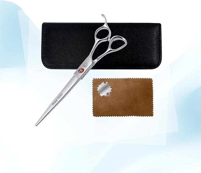 Dog Grooming Scissors: 7 inch Pet Straight Shears Made Of Japanese 440C Advanced Stainless Steel Professional Grooming Scissors for Dogs Cats and Other Pets-PawvioPets