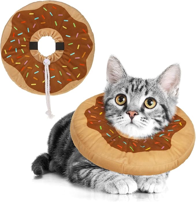 BEAUTYZOO Cat Cone Collars Soft, Cat Recovery E Collars After Surgery to Stop Licking, Adjustable Elizabeth Circle Collar Cute Pet Donut Pillow for Cats Kitten Small Dogs-PawvioPets