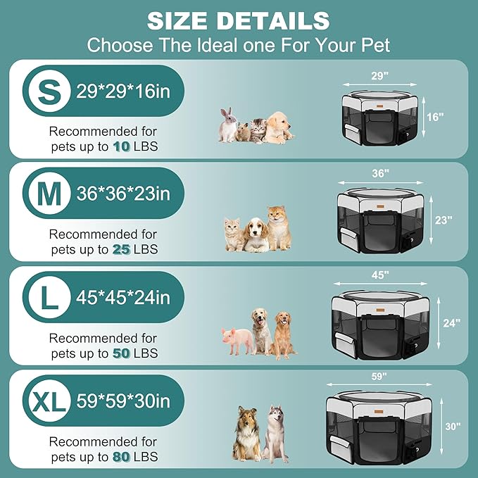 Dog Playpen, Portable Pet Play Pen for Cat, Puppies, Rabbits, Chickens, Foldable Large-Capacity Pet Tent for Indoor/Outdoor Travel Camping-PawvioPets