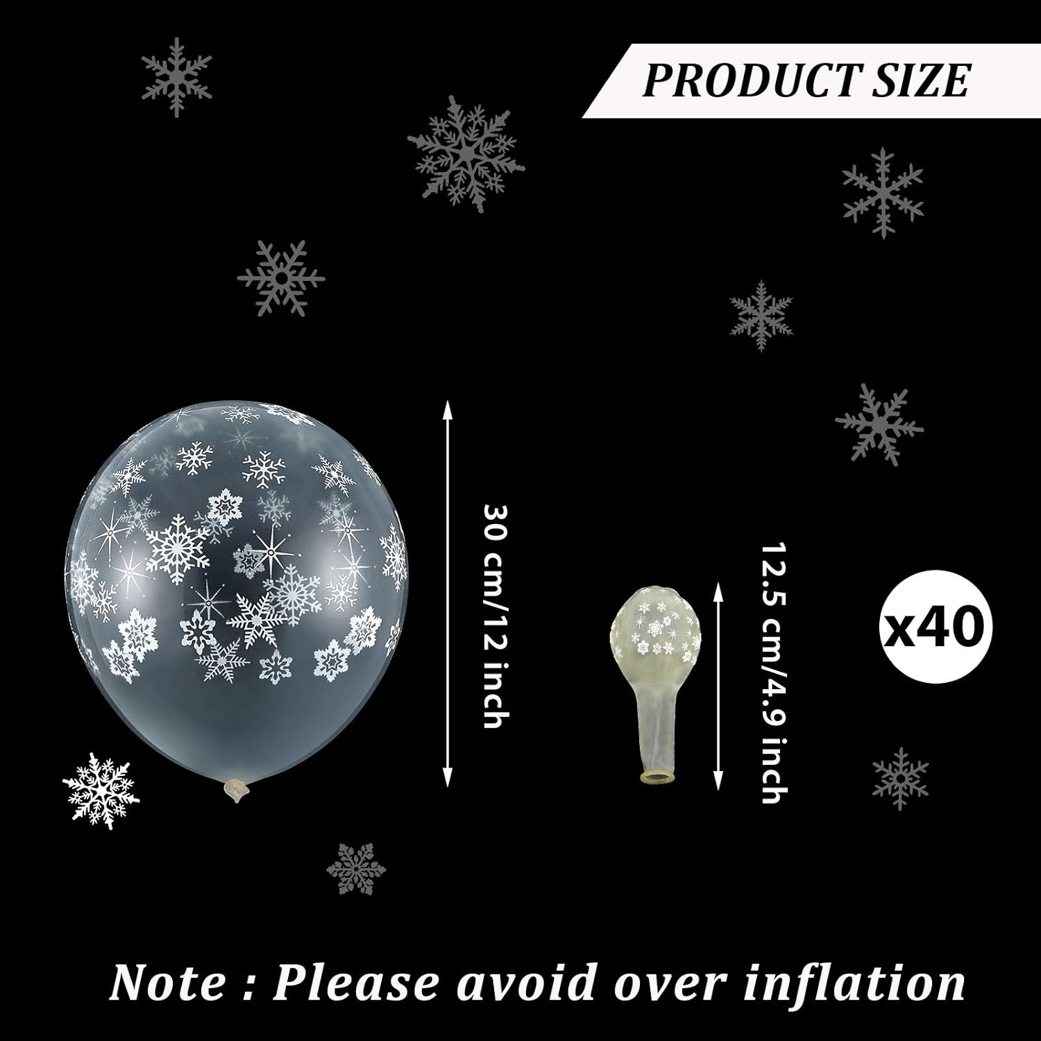 Skylety 40 Pieces Snowflake Balloons Bulk Winter Transparent Snowflake Latex Balloons for Christmas Birthday Wedding Party Decorations(Clear)