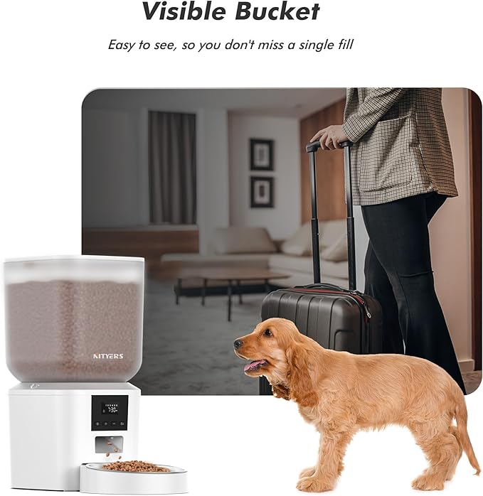 Automatic Dog Feeder - 8L/34 Cups Large Capacity Automatic Cat Food Dispenser with LCD Screen, Large Food Tray, Battery Operated, Timed Cat Feeder, Up to 50 Portions 6 Meals Per Day, Keeps Fresh-PawvioPets