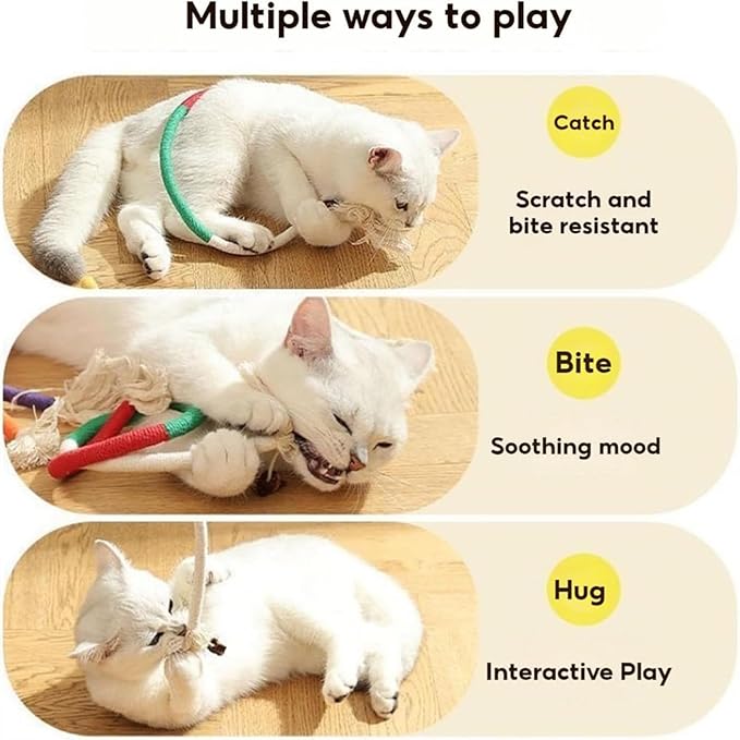 Celery Pets Cat Chew Rope,Catnip-Infused Organic Cotton Chew Rope Toys for Cats, Soft & Safe Dental Chew Toys for Indoor Cats, Self-Play and Teeth Cleaning (6PCS)-PawvioPets