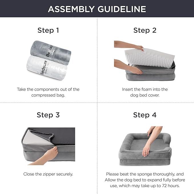 Bedsure Orthopedic Dog Beds for Small Dogs - Washable Small Dog Cat Bed Waterproof, Comfort Pet Couch Sofa with Washable Removable Cover, Pets Bed with Nonskid Bottom, Ivory, 24"-PawvioPets