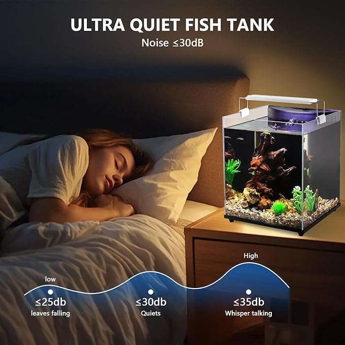 fishkeeper 5 Gallon Fish Tank Starter Kit, Small Aquarium with Filter and Adjustable 3 Color Lighting Self Cleaning Fish Bowl Rimless Aquarium for Beginners (Freshwater Fish Tank)-PawvioPets