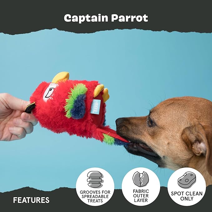 Barkbox Super Chewer Tough Dog Chew Toys for Aggressive Chewers, Plush 2 Toys in 1 (Parrot - Large)-PawvioPets