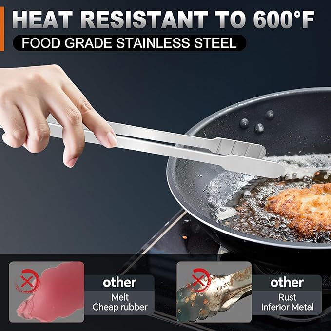 16 Inch long Kitchen Tweezers - 2 Pack large Tweezer Tongs for Cooking, Heavy Duty Stainless Steel Heat Resistant 600°F Food tweezers, Dishwasher safe-PawvioPets