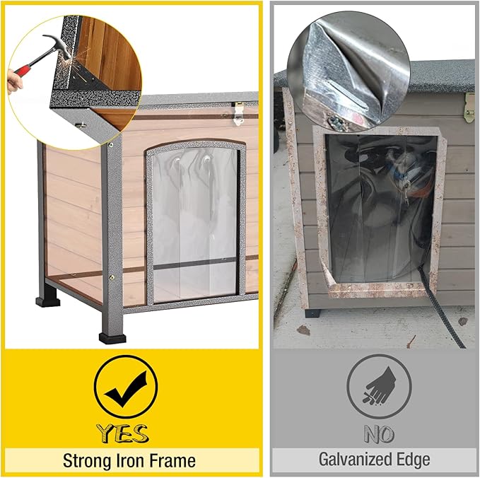 Aivituvin Dog House Outdoor & Indoor Unique All-Around Iron Frame Dog Kennel for Winter with Raised Feet Weatherproof for Small & Medium & Large Dogs-PawvioPets