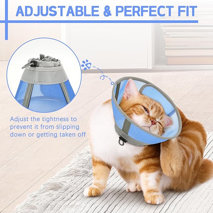 Cat Cone Collar Soft, Cat Recovery Collar for Large Medium Small Cats Kittens, Kitten Cone Alternative After Surgery-PawvioPets