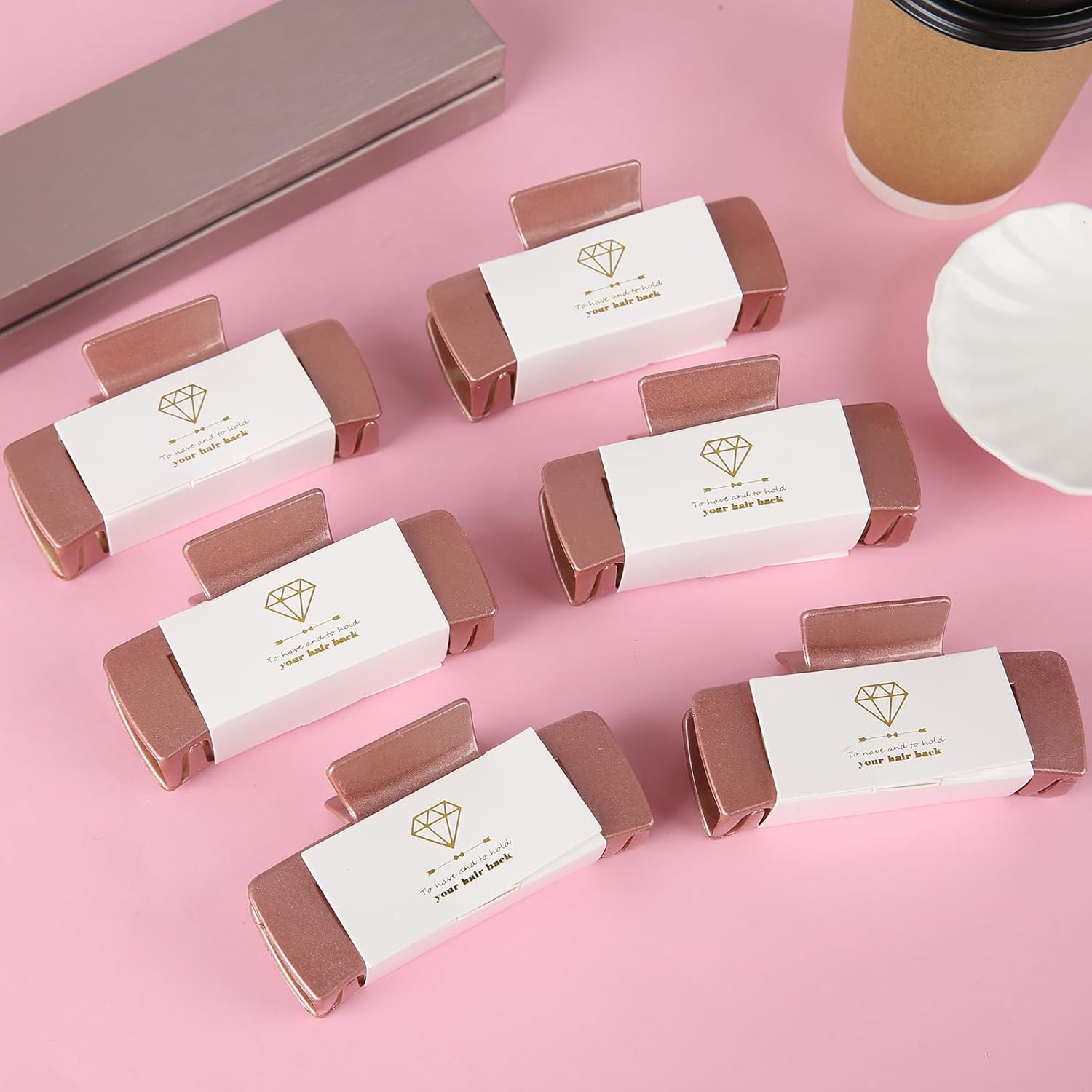 Bridesmaid Scrunchies Proposal Gifts 4.1inch square Hair Claws Bachelorette Hair Clip heart sunglasses Girls gift for Wedding Party Favors (White&Rose Gold)