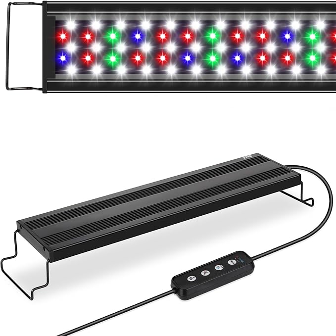 AQQA Aquarium Light,Full Spectrum Fish Tank Light for Plants,3 Mode+Timer+Adjustable Brightness,High Brightness LED Beads with Extendable Brackets for Freshwater (22W for 24-32inch)-PawvioPets
