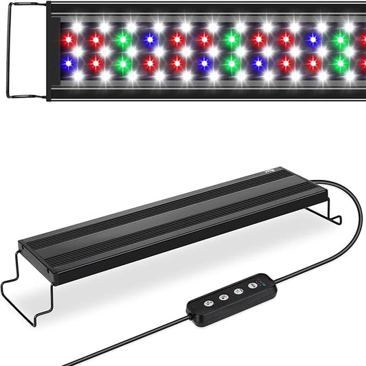 AQQA Aquarium Light,Full Spectrum Fish Tank Light for Plants,3 Mode+Timer+Adjustable Brightness,High Brightness LED Beads with Extendable Brackets for Freshwater (22W for 24-32inch)-PawvioPets