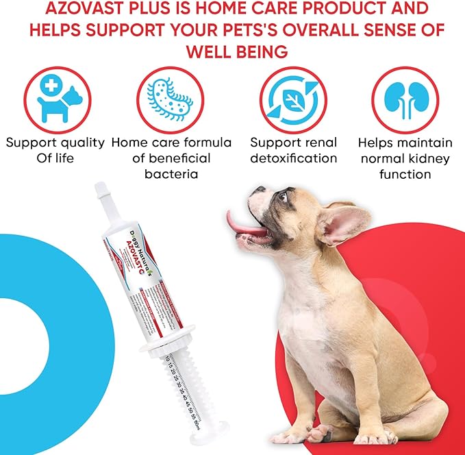 Azovast Plus Kidney Health Supplement for Dogs & Cats, Oral Paste (60 cc) - NO Refrigeration Required - Help Support Kidney Function & Manage Renal Toxins Chicken Flavor (Made in U.S.A(60cc)-PawvioPets