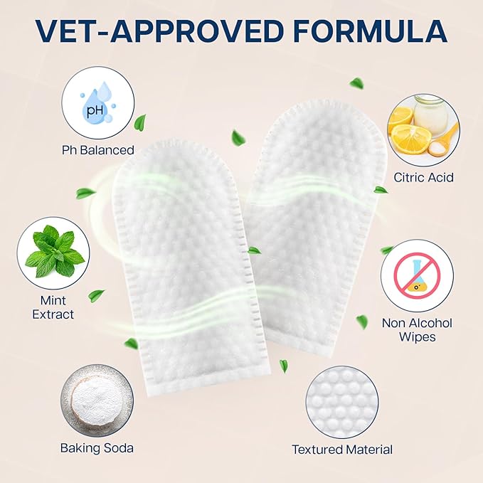 Dog Teeth Cleaning Wipes - 100 Value Pack - Fresh Mint Dog Dental Wipes, Vet Formulated Pet Teeth Cleaning Finger Wipes for Dogs & Cats – Effective Dog Teeth Cleaning, Plaque & Tartar Solution-PawvioPets